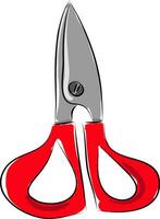 Red scissors illustration vector on white background