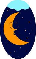 Sleeping moon illustration vector on white background