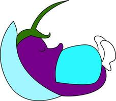 Sleeping eggplant illustration vector on white background