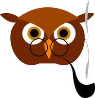 Smoking owl illustration vector on white background