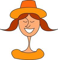 sonriente niña con sombrero ilustración vector en blanco antecedentes
