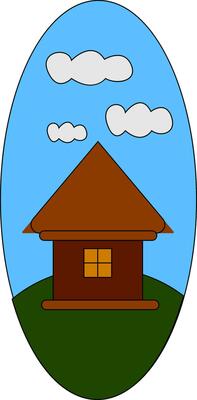 House and a clear sky vector or color illustration