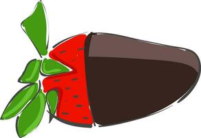 Strawberry with chocolate vector or color illustration