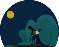 Astronomer at work vector or color illustration