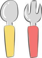 un cuchara y un tenedor vector o color ilustración