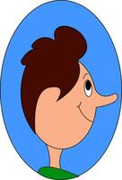 A profile of a boy with long nose vector or color illustration