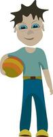 A young boy with a ball vector or color illustration