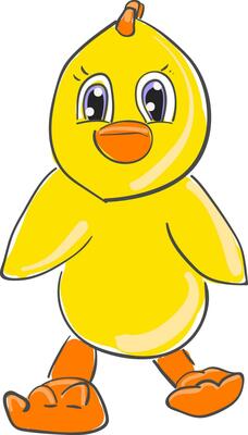 Cartoon chicken vector or color illustration