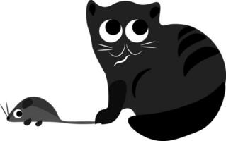 Cat and mouse vector or color illustration