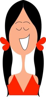 Smiling girl vector or color illustration