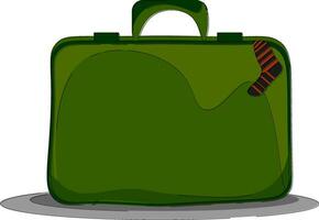 A green easy to carry suitcase vector or color illustration