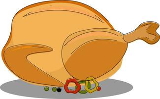 A fully grilled chicken vector or color illustration