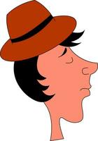 A profile of a guy in red hat vector or color illustration