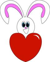 Bunny with heart vector or color illustration