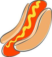 Yummy hot dog vector or color illustration