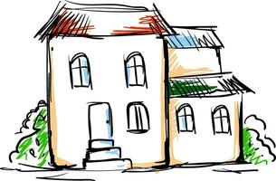 Sketch of a house vector or color illustration