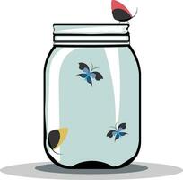 Butterfly in a jar vector or color illustration