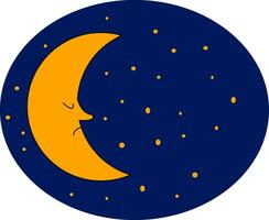 Half Crescent moon vector or color illustration