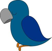 A blue parrot vector or color illustration