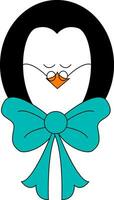 pingüino con azul arco vector o color ilustración