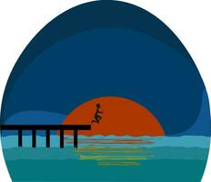 A beautiful pier vector or color illustration