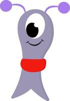 A purple monster with red scarf vector or color illustration