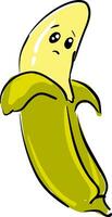 A sad banana open vector or color illustration