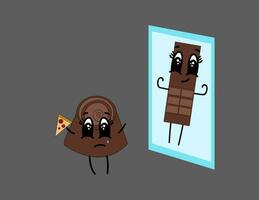 A sad chocolate vector or color illustration