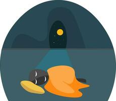 Sleeping man vector or color illustration