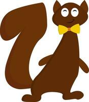 Squirrel with bow vector or color illustration