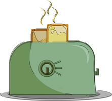 A green toaster vector or color illustration