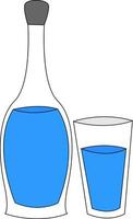 A cute glass water bottle vector or color illustration