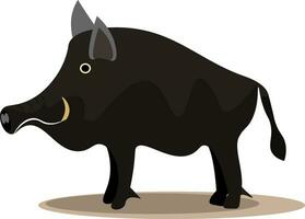 A large black wild pig vector or color illustration