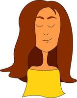 A modern girl in yellow blouse vector or color illustration