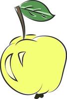 A tasty yellow apple with a leaf vector or color illustration