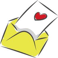 Letter with a heart, vector or color illustration.