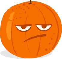 An angry orange, vector or color illustration.