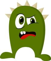 An angry monster with green eyes, vector or color illustration.