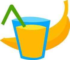 Banana juice, vector or color illustration.