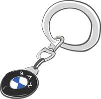 BMW keychain, vector or color illustration.