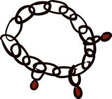 Bracelet with red stone, vector or color illustration.