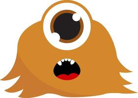 Brown one eyed monster, vector or color illustration.