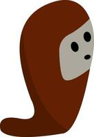 Brown monster without hand, vector or color illustration.