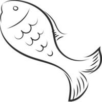 Fish sketch, vector or color illustration.