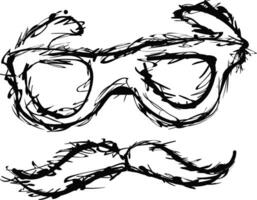 Eyeglasses and moustache, vector or color illustration.