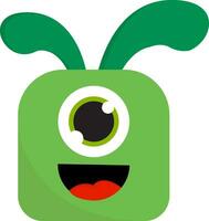 Green monster with one eye, vector or color illustration.