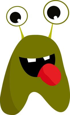 Green monster with tongue, vector or color illustration.