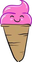 Happy pink ice cream, vector or color illustration.