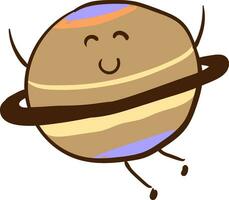 Happy Saturn, vector or color illustration.