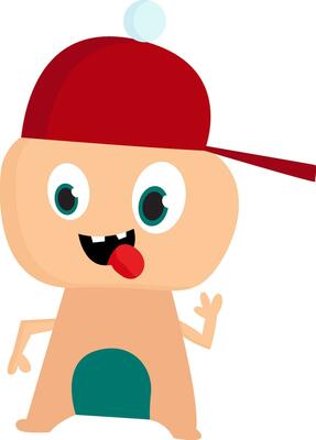 Monster with cap, vector or color illustration.